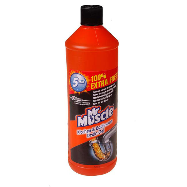 MR MUSCLE KITCHEN & BATHROOM POWER DRAIN GEL 500ML + 100% EXTRA FREE 1L