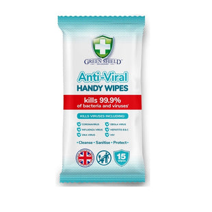 GREEN SHIELD ANTI-VIRAL HANDY WIPES 15PK