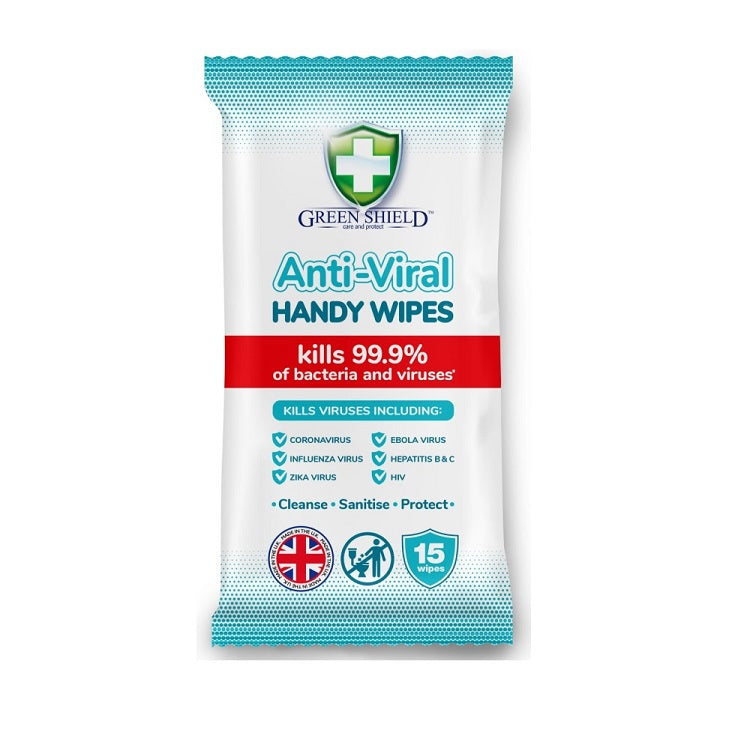 GREEN SHIELD ANTI-VIRAL HANDY WIPES 15PK