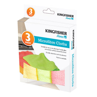 KINGFISHER MICROFIBRE CLOTHS 3PK