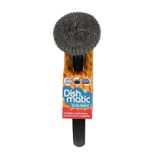 DISHMATIC SCRUBBEE STAINLESS STEEL SCOURER & HANDLE