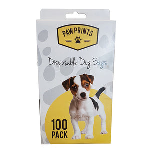 PAW PRINTS DISPOSABLE DOGGY POOP BAGS 100PK