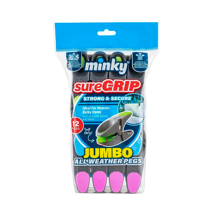 MINKY SURE GRIP JUMBO PEGS 12PK