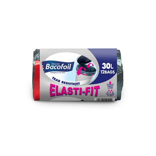 BACOFOIL ELASTI-FIT KITCHEN BIN LINERS 30L 12PK