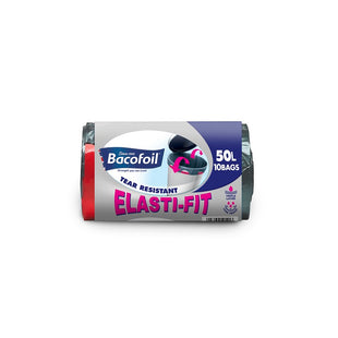 BACOFOIL ELASTI-FIT KITCHEN BIN LINERS 50L 10PK