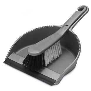 ADDIS DUSTPAN & BRUSH SILVER SOFT