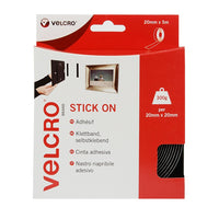 VELCRO STICK ON BLACK 20MM X 5M