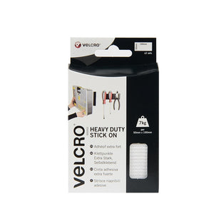 VELCRO HEAVY DUTY STICK ON STRIPS WHITE 50 X 100MM