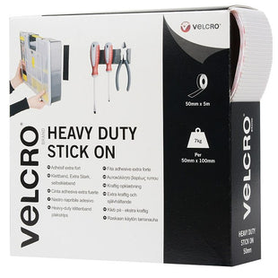 VELCRO HEAVY DUTY STICK ON WHITE 50MM X 5M