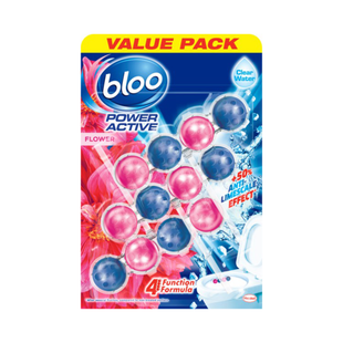 BLOO POWER ACTIVE CLEAR WATER TOILET RIM BLOCK FLOWER 50G 3PACK