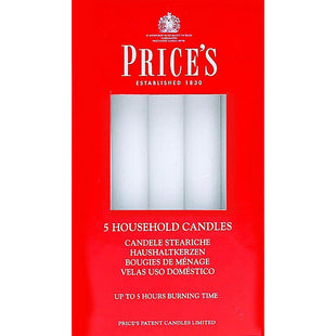 PRICE'S HOUSEHOLD CANDLE WHITE 5PK