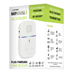 LLOYTRON MIP3 ACCESSORY 32 MELODY PLUGIN PLUG-THROUGH CHIME RECEIVER WHITE