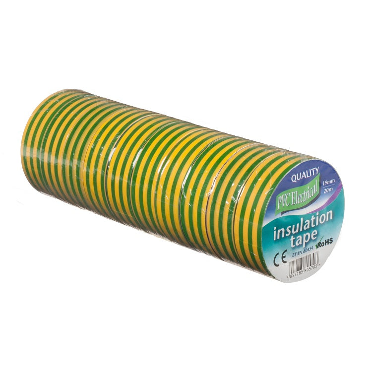 ULTRATAPE ELECTRICAL PVC INSULATION TAPE GREEN & YELLOW 19MM X 20M