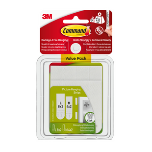 COMMAND PICTURE HANGING STRIPS MEDIUM & LARGE 5.4KG&7.2KG 12PAIRS