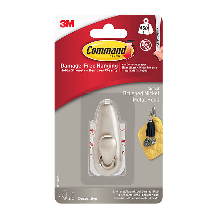 COMMAND SMALL METAL HOOK BRUSHED NICKEL 450G