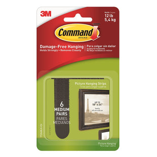 COMMAND MEDIUM PICTURE HANGING STRIPS BLACK 5.4KG 6PK