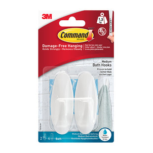 COMMAND BATH DESIGNER HOOKS MEDIUM 1.3KG 2PK