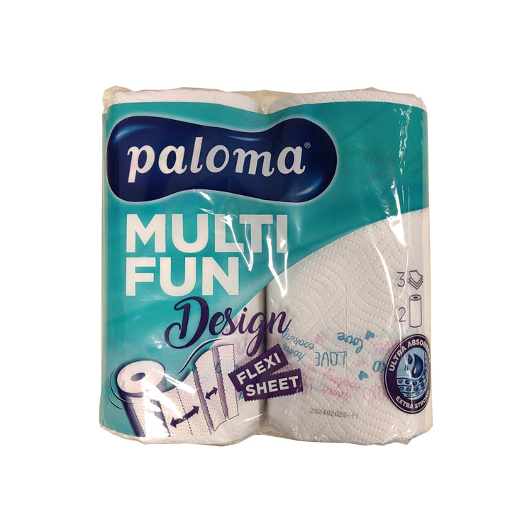 PALOMA MULTI FUN DESIGN 3PLY KITCHEN ROLL 2PK
