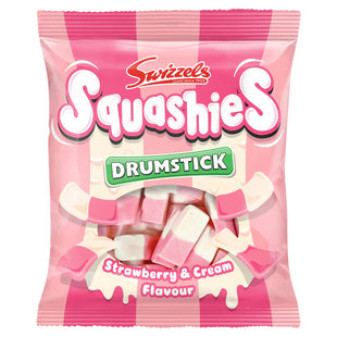 SWIZZELS DRUMSTICK SQUASHIES STRAWBERRY & CREAM 140g - 12 PACK