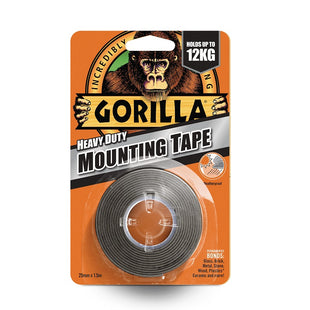 GORILLA HEAVY DUTY MOUNTING TAPE BLACK 25MM X 1.5M