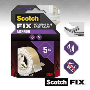 SCOTCH FIX MIRROR MOUNTING TAPE 5KG 19MM X 1.5M