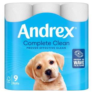 ANDREX TOILET ROLL COMPLETE CLEAN 2ply 190Shts - 9 ROLLS