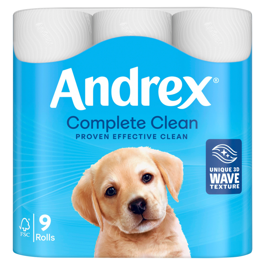 ANDREX TOILET ROLL COMPLETE CLEAN 2ply 190Shts - 9 ROLLS