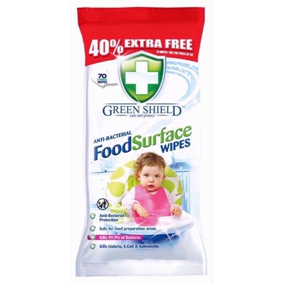GREEN SHIELD FOOD SURFACE WIPES 70s