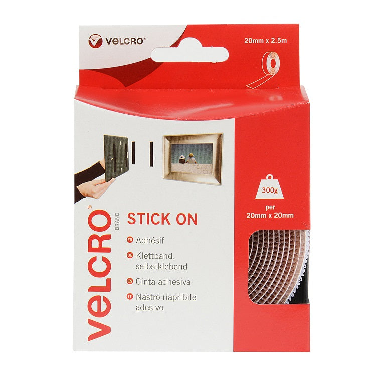 VELCRO STICK ON STRIP WHITE 20MM X 2.5M
